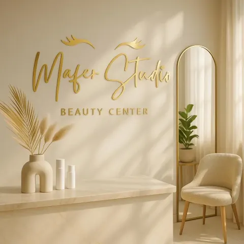 Cartel de negocio espejo dorado personalizado | Logotipo cortado con láser de recepción | Acrílico premium para branding de salón y oficina