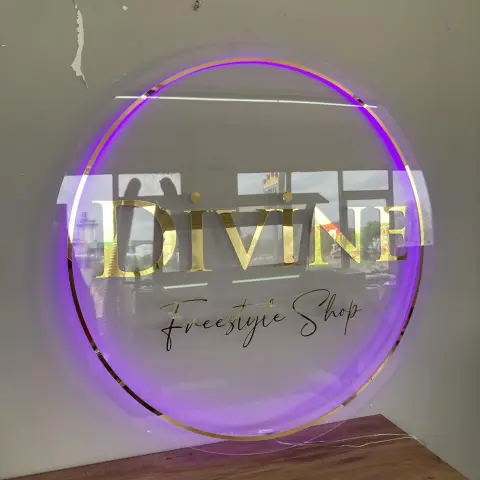 LED-beleuchtetes Acryl-Geschäftsschild | Personalisierte LED-Logo | Modernes Büro- & Salon-Wanddekor alternative Ansicht