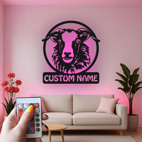 Custom Sheep Metal Sign | LED Farmhouse Wall Art for Barn & Ranch | Personalized Country Home Decor alternate view