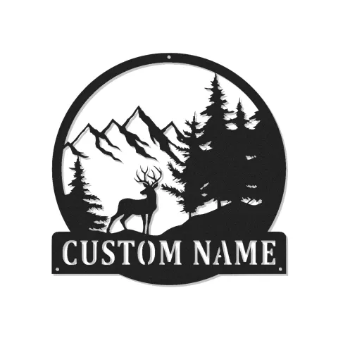 Insegna in metallo personalizzata con luce LED a forma di cervo - Regalo per amanti della natura per cabine