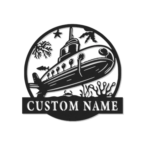 Insegna in metallo personalizzata con LED per sottomarino | Insegna nautica personalizzata | Decorazione a tema oceano per nursery o regalo per marinai