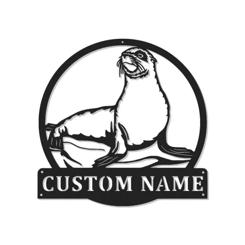 Arte de Metal de León Marino Personalizado | Decoración Náutica con Luz LED | Regalo Personalizado para Amantes del Océano | Cartel de Nombre de Vida Marina
