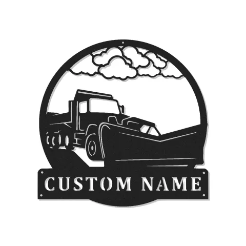 Snow Plow Truck Metal Sign | Custom LED Garage Wall Art | Personalized Gift for Driver | Heavy Duty Vehicle Decor