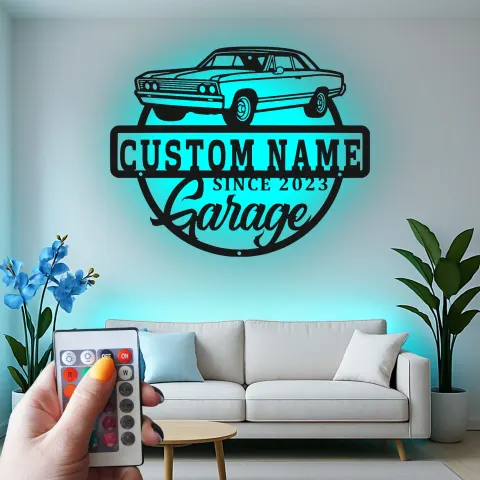 Custom Classic Car Led Light Metal Wall Art Personalized Garage Gift for Him Man Cave Decor 2 alternate view