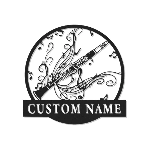 Cartel de metal LED de clarinete personalizado, regalo para músicos, decoración para salas de música