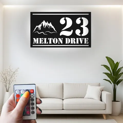 LED Mountain Address Sign | Backlit Metal House Numbers | Personalized Outdoor Decor for Rustic & Modern Homes | Housewarming Gift alternate view