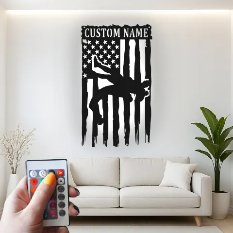 Custom Rodeo Bull Rider Led Light Metal Wall Art Western Gift for Cowboy Rustic Home Decor alternate view