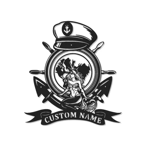 Panneau ancre sirène nautique | Décoration murale en métal LED personnalisée | Cadeau marin pour décor de maison de plage