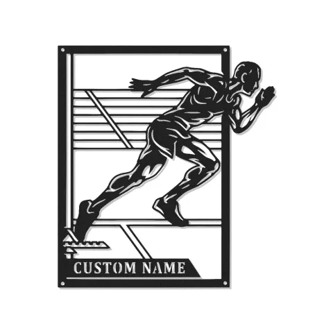 Individuelles Sprinter LED-Schild | Personalisierte Metall-Wandkunst für Leichtathletik | Sportler Geschenk für Trainer | Gym Dekor