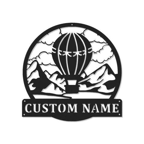 Insegna a forma di mongolfiera personalizzata | Arte in metallo LED per nursery | Decorazione avventurosa con nome personalizzato | Regalo per amante dei viaggi