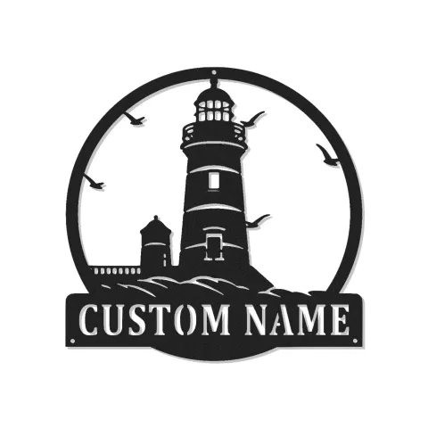 Cartel de metal personalizado Faro Costero | Señal LED de playa | Decoración náutica personalizada para casas de playa | Regalo para amantes del océano