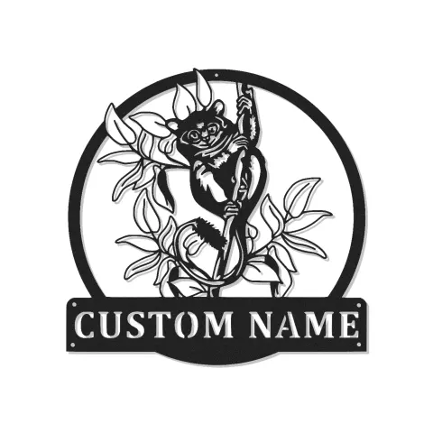 Insegna Nome Lemure Personalizzata | Arte in Metallo LED per Nursery a Tema Giungla | Decorazione Faunistica Personalizzata | Luce per Stanza Bambini Boho