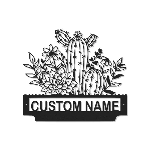 Cartel de metal personalizado con luz LED de suculenta de cactus, regalo para amantes de las plantas, decoración de dormitorio o salón
