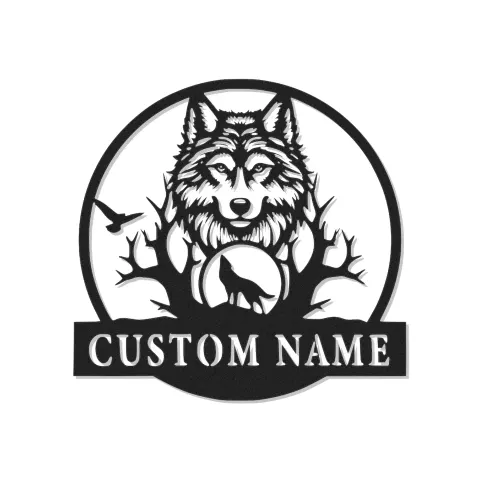 Personalisierte Wolf LED Licht Metall-Wandkunst Geschenk für Naturliebhaber Rustikale Wohnzimmereinrichtung