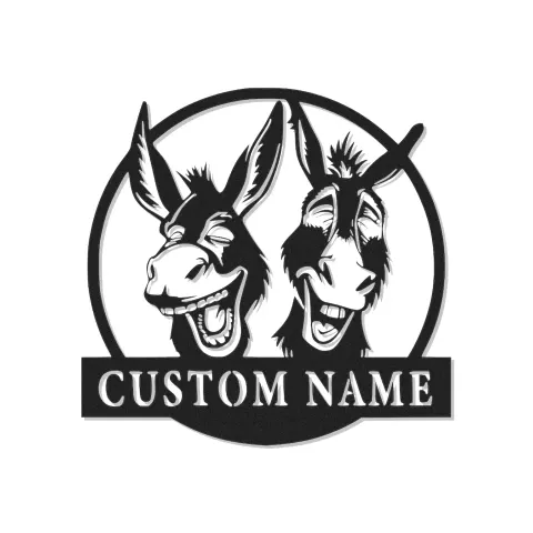 Décoration murale en métal personnalisée Duo d'ânes avec rétroéclairage LED Cadeau pour amoureux des animaux Décor de ferme amusant