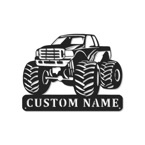 Cartel de metal personalizado de Monster Truck | Luz LED de pared personalizada para habitación infantil | Decoración todoterreno | Regalo para niños