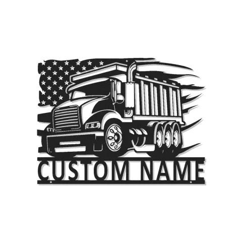 Décoration murale en métal LED personnalisée de camion-benne - Cadeau pour les camionneurs, décoration de garage ou de coin homme