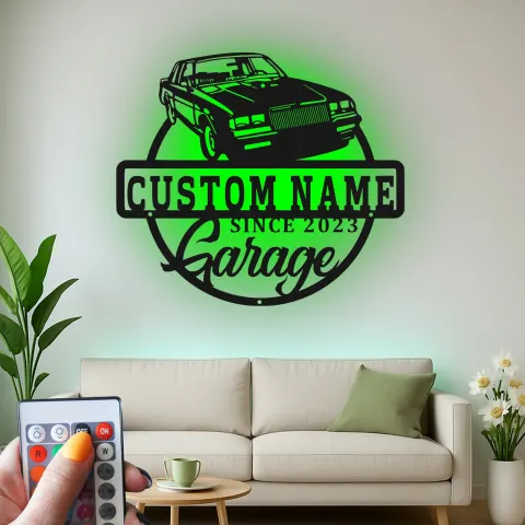 Personalisierte LED-Metall-Wandkunst mit klassischem Auto – Geschenk für die Garage, für Auto-Enthusiasten, Man-Cave-Deko 7 alternative Ansicht