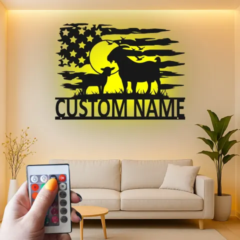Personalisierte Ziegen-Metalltafel mit LED | Rustikale Landhaus-Wandkunst | Personalisierte patriotische Dekoration für Ranch & Zuhause alternative Ansicht