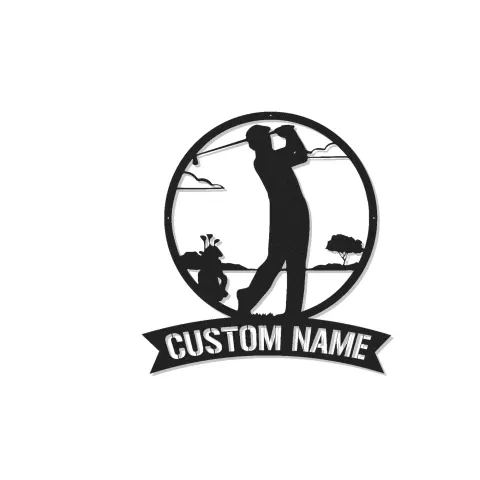 Insegna in metallo personalizzata per golfista | Decorazione murale LED personalizzata | Regalo per amante del golf per lui | Arredo per man cave e home bar