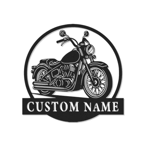 Individuelles Motorrad Metall-Schild | LED Vintage Cruiser Wandkunst | Personalisierte Biker Geschenke für Garage oder Man Cave Dekor