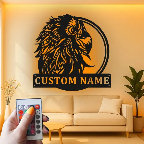 Vista alternativa di Arte murale in metallo personalizzata con pappagallo | Insegna LED personalizzata per decorazione di patio e ufficio | Targa tropicale per amanti degli uccelli