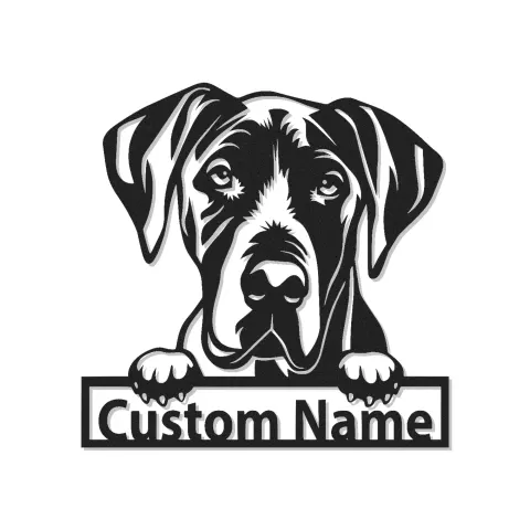 Insegna in metallo LED personalizzata per amanti dei cani con Alano - Regalo per la sala da pranzo