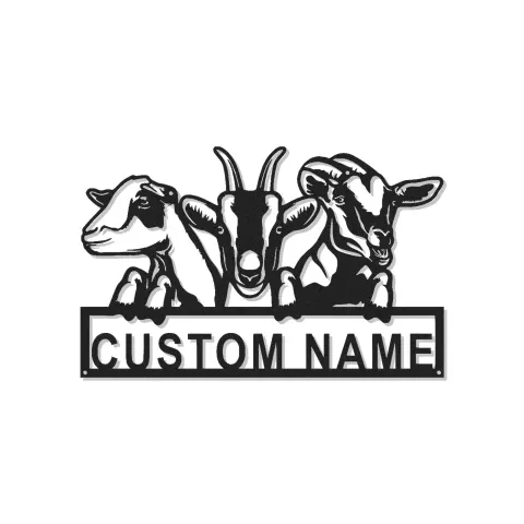 Personalisierte LED-Ziegen-Schild | Metall-Wandkunst für Ranch & Landhaus-Dekor | Geschenk für Ziegenliebhaber
