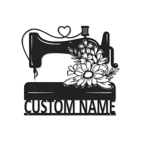 Personalisiertes Nähmaschinen-Schild | LED-beleuchtete Metall-Wandkunst | Geschenk für Schneiderinnen & Dekoration für das Bastelzimmer