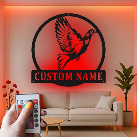 Personalisierte Vogel-Silhouette LED-beleuchtetes Metallschild Geschenk für Naturliebhaber Wohn- oder Garten-Dekor alternative Ansicht