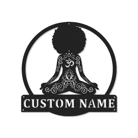Personalisierte LED-beleuchtete Metall-Wandkunst für meditierende Frauen – Geschenk für Yoga-Liebhaber, Zen-Raum oder Meditationsbereich-Dekor