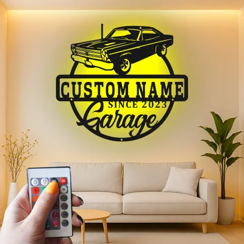 Custom Classic Car Led Light Metal Wall Art Personalized Garage Gift for Him Man Cave Decor 4 alternate view