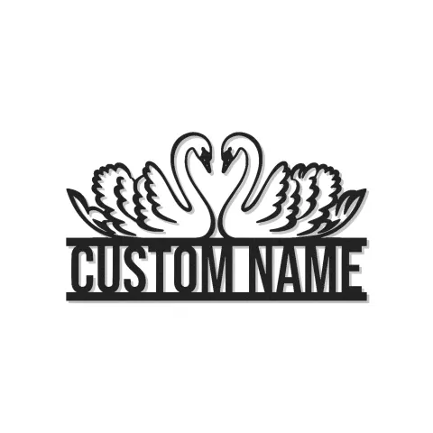 Personalized Swan LED Wall Decor | Custom Name Metal Art | Romantic Wedding & Anniversary Gift