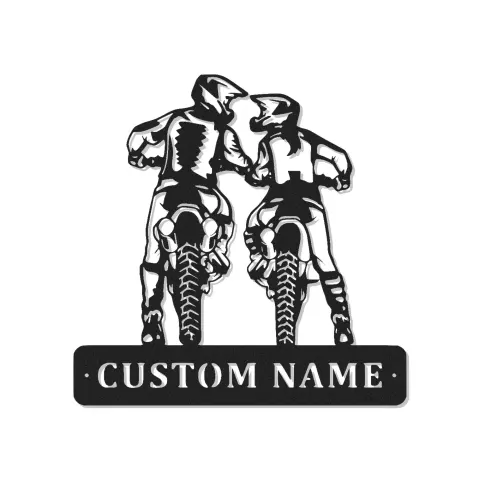 Insegna in metallo personalizzata con luce LED per motociclisti motocross, regalo personalizzato per appassionati di moto da cross, decorazione per garage o man cave