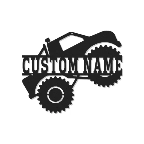Custom Monster Truck LED Sign | Personalized Metal Wall Art | Boys Room Decor & Off-Road Gift | Light Up Name Plaque