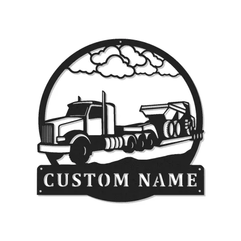 Custom Semi Truck and Trailer Led Light Metal Wall Art Personalized Gift for Truckers Garage or Man Cave Decor
