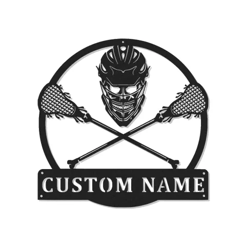 Cartel metálico personalizado de portero de lacrosse | Decoración mural LED con nombre personalizado | Decoración para dormitorio de atleta y regalo deportivo