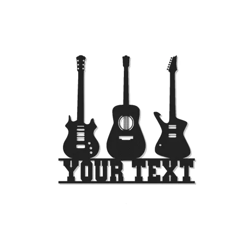 Enseigne LED guitare personnalisée | Décoration murale en métal personnalisée pour salle de musique | Cadeau pour musicien | Décor mural pour guitariste