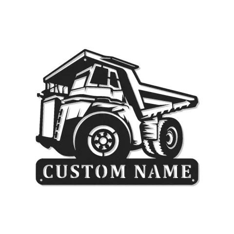 Cartel de metal LED de camión volquete personalizado, regalo para entusiastas de la construcción, decoración de garaje u oficina 1