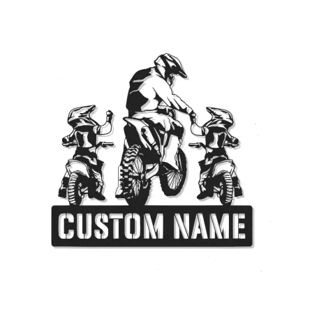 Insegna in metallo personalizzata Motocross Family con LED per appassionati di moto da cross, regalo per garage o man cave