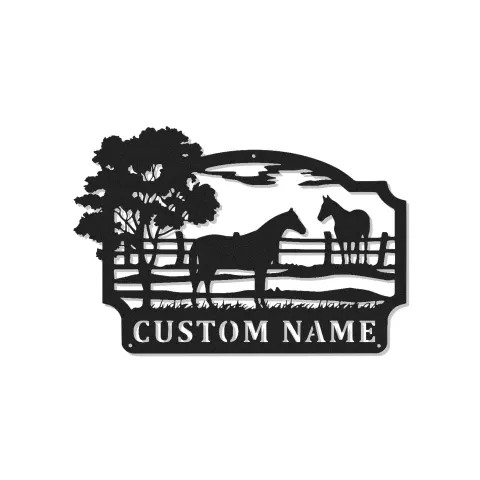 Cartel personalizado para rancho con caballo y LED | Decoración mural de metal personalizada | Decoración ecuestre para regalo farmhouse