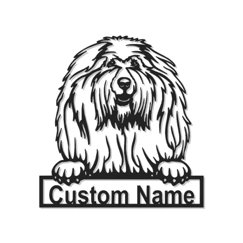 Cartel LED de Old English Sheepdog | Decoración mural de metal personalizada | Regalo personalizado para amantes de los perros con nombre
