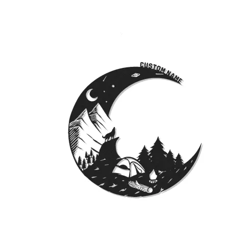 Cartel de metal LED personalizado con escena de camping, regalo para entusiastas del aire libre, decoración rústica de cabaña