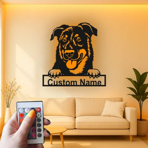 Vista alternativa de Cartel de metal LED personalizado para perros, regalo para amantes de los perros, decoración de salón o entrada