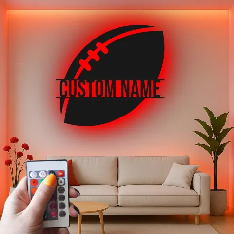 Individuelle Fußball LED-Leuchte | Personalisierte Metall-Wandkunst | Spielzimmer Dekoration & Geschenk für Sportfans | Jugendzimmer Licht alternative Ansicht