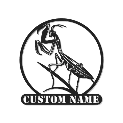 LED-Metall-Wandkunst mit Gottesanbeterin | Personalisierte Insekten-Schild | Biophiles Dekor für Zuhause & Garten | Geschenk für Naturfreunde