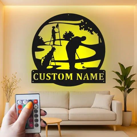 Vista alternativa di Insegna LED da golf personalizzata | Insegna in metallo personalizzata | Decorazione per home bar e man cave, regalo per lui