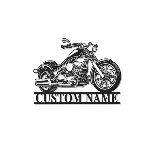 Personalisierte Motorrad LED-Leuchte | Laser-Cut Metall-Wandkunst | Vintage Cruiser Dekor für Biker-Garage | Geschenk für Männer