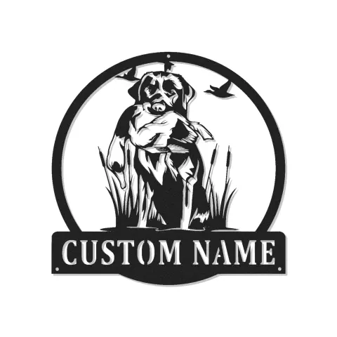 Insegna in metallo personalizzata per Labrador Retriever | Arte murale in metallo LED per cacciatori | Regalo personalizzato per cani da caccia e appassionati di attività all'aperto