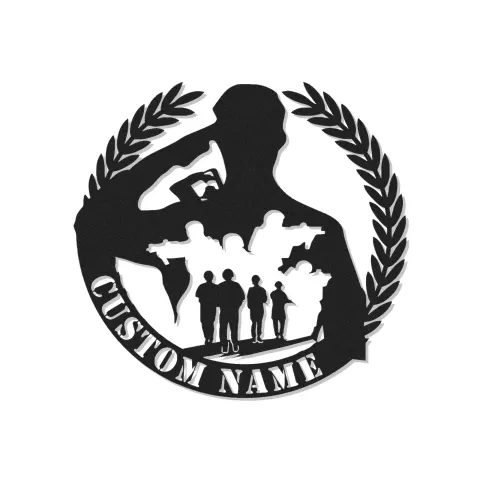 Panneau LED Soldat Saluant | Hommage Militaire Personnalisé | Décoration de Nom de Vétéran sur Mesure | Art Murale Patriotique